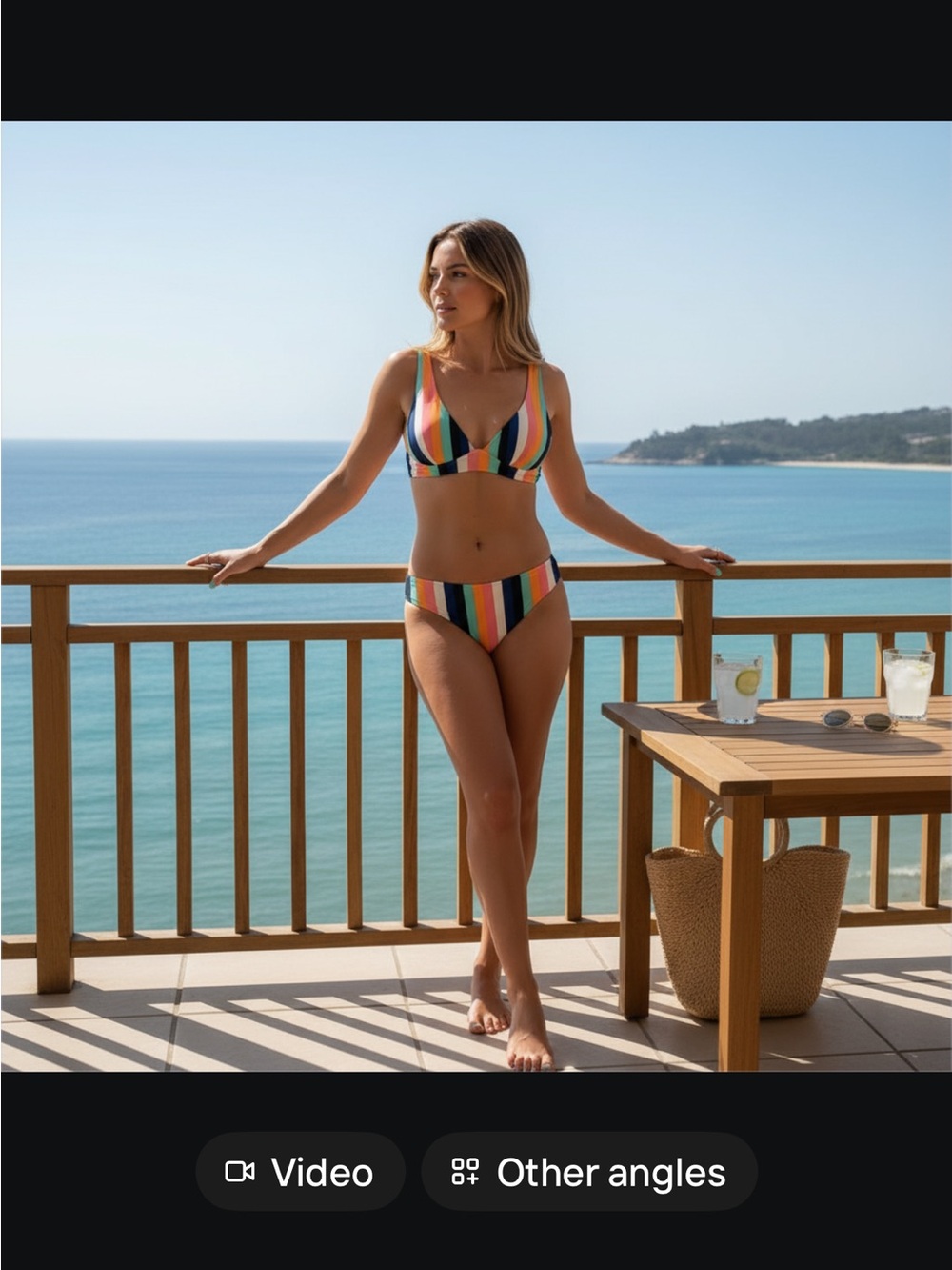 J.Crew Striped High-Waist Brigette Stripe Multicolor Bikini Swimsuit Size Small